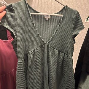 Blue Rain Ribbed Knit Top in Sage